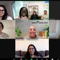 Venice Family Clinic Team Meeting. Image includes the PI, lab members, and collaborators.